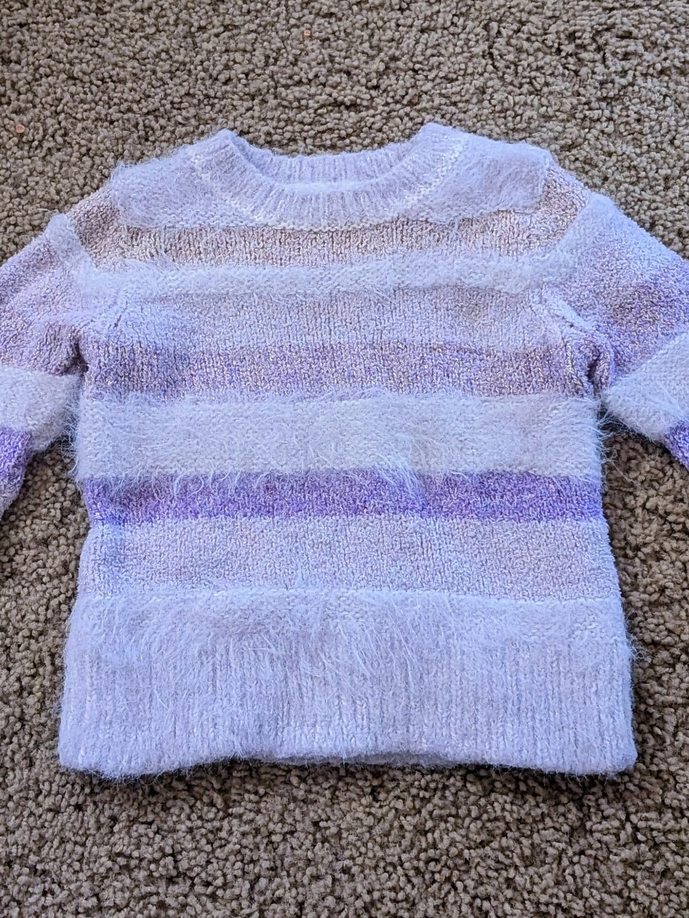 Cat & Jack Lavender and Light Purple Fuzzy Crewneck Sweater